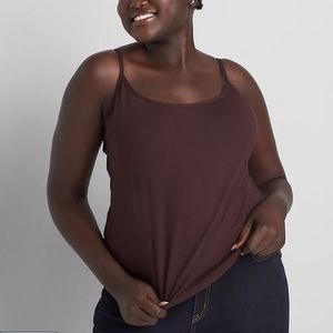 Jessica London brown camisole Sz 22/24 women’s cotton stretch adjustable straps